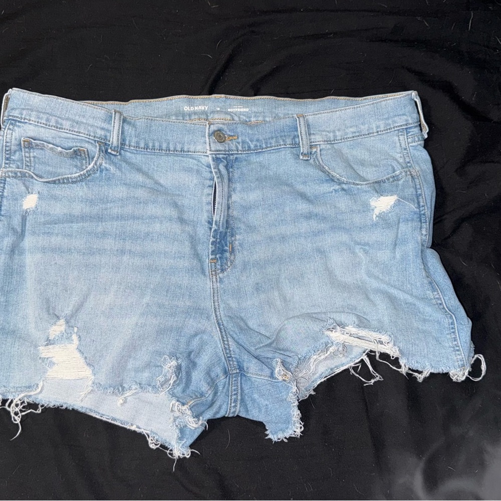 Old Navy Light Blue Distressed Boyfriend Jean Shorts